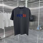 芬迪 2025春夏新款260克短袖T恤 印花硅胶 男女同款宽松版 S M L Xl Xxl 五个码 黑色 白色 灰色