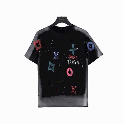实拍细节图 +尺码表 Louis Vuitton 路易威登23Ss新款涂鸦印花圆领短袖T恤 精品推荐！简单时尚，上身百搭必入单品。 定制260克同缸染面料 纯棉