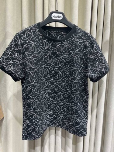 ch25春夏新品 代购版黑色重工刺绣、烫钻Z短袖T恤Sml