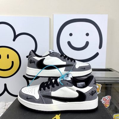 Nike Aj1 Jordan Air Jordan 1 Low Aj低帮联名白灰倒钩 码数36-44 男女现货