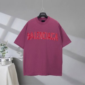 b179# 市场顶级品质 Balenciaga 巴黎世家2025Ss 美纹纸字母胶带磨破做旧短袖T恤 印花采用进口椭圆机印花工艺 市场顶级的质量 官网品质 罗纹