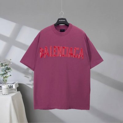 b179# 市场顶级品质 Balenciaga 巴黎世家2025Ss 美纹纸字母胶带磨破做旧短袖T恤 印花采用进口椭圆机印花工艺 市场顶级的质量 官网品质 罗纹