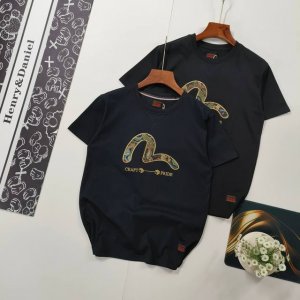 尺码S-2Xl 爆款推荐 evisu 福神 新款男士织锦刺绣小海鸥短袖T恤 原版面料高版本高品质 网红明星同款 正面以日本松柏与仙鹤图案织锦小海鸥贴布装饰 展示
