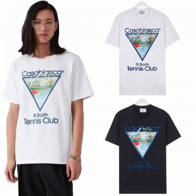 831# 260克 Casablanca 卡萨布兰卡 25春夏新款 字母Logo印花短袖T恤，采用260克32支紧密双纱纯棉面料，面料柔软。 颜色: 黑色 白色
