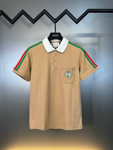 顶级代购版本★Gucci古驰2025Ss古驰翻领品牌Logo口袋polo衫 1:1高品质 高端珠地面料洗水处理 口袋双G刺绣 肩部装饰红绿织带细节 编织衣袖 衣