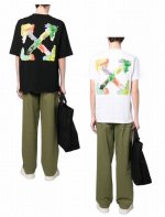 Ss春夏最新款 品牌：Off-White 水彩油画箭头款短袖T恤！ 颜色：黑色 白色 尺码：Xs-S-M-L 男女同款 印花工艺：采用德国进口机器高清数码印花，