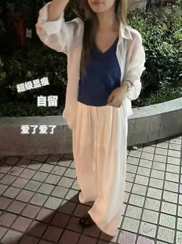 衬衣背心阔腿裤 三件套 均码 穿到140斤