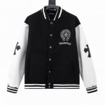 款号Y605 Chromehearts 克罗心 十字架刺绣字母皮袖拼接棒球服外套 渠道精品 潮男潮女Zui爱的棒球服夹克，市场各级版本都有 细节你们一定要对比