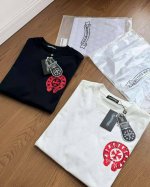 上新！P200，Chromehearts克罗心男女情侣短袖Tee。规格：300克。高克重洗水双纱面料，温感变色工艺，纯棉情侣短袖T恤。高克重酵素水洗定织面料，做