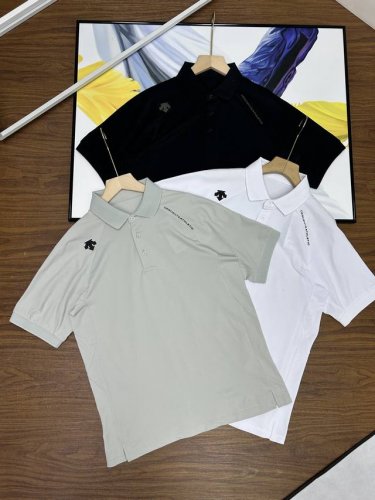 迪桑特专柜新款同步更新 男士方领polo衫上衣！Descente迪桑特三色综训运动健身Tough透气排汗男士短袖polo肩部品牌字母Logo上衣 进口精梳珠地棉