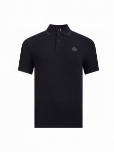 Zp版本 - Moncler蒙口官网同步上新 全新黑标Logo印花翻领polo衫 -采用原版Zp一致定制索罗娜双珠地面料 螺纹同缸定染对格对纹零色差 Yb一样克