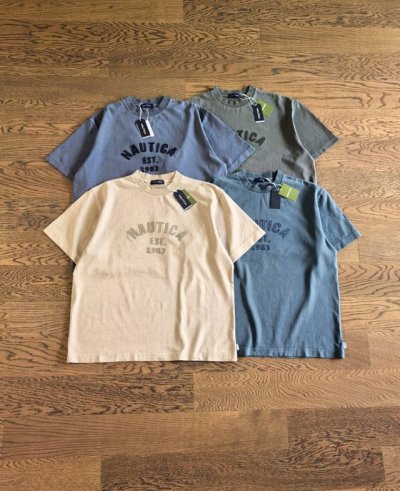 顶级版本 Nautica长谷川 Fw25新款 1983水洗做旧字母贴布刺绣Logo工装复古运动休闲情侣圆领短袖T恤 男女同款 纯色大身加上经典品牌字母Logo贴