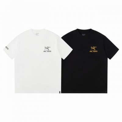 arc'teryx 始祖鸟春夏新款280克高克重纯棉胸前压花Logo短袖T恤 始祖鸟字母Logo印花，高端32S双纱280克面料重磅面料，定制拉架罗纹同缸同染。