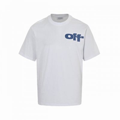 Off White 25Ss 蓝色字母印花短袖 所有面料以及螺纹均为订织定染，所有面料颜色均经过色卡比对定染面料，复古印花水洗做旧短袖，无性别宽松廓形剪裁，采用