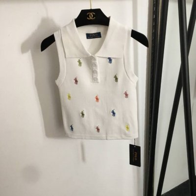 款号20252120 polo Ralph Lauren 拉夫.劳伦新款 彩色马球刺绣无袖翻领针织背心，白色，蓝色，黄色，黑色， 均码；胸围66，长45