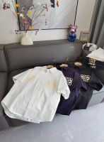 30Ss新款罗意威 胸前字母刺绣大Logo翻领长袖衬衫 ，男女同款！可搭配短裤套装 颜色：黑色 白色 藏青 尺码：S.M.L.Xl