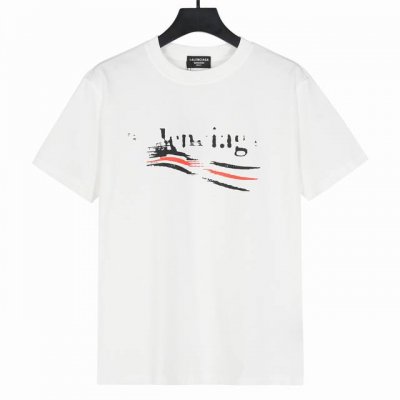 Balenciaga巴黎世家25Ss新款前后海浪印花短袖T恤 面料采用重磅300克双纱精梳棉，定制32支1*1螺纹，成衣两遍水洗处理，面料舒适亲肤无异感，定制定