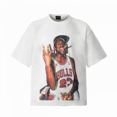 Vt9181 Jordan Big Face乔丹23号人像印花复古短袖T恤 小领口设计 白墨数码直喷印花 高街复古重磅做旧水洗Vintage短袖 尺码：S M