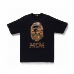 00139款A Bathing Ape X Mcm Camo Ape Head 联名系列 迷彩猿人短袖T恤 男女同款 码数Smlxlxxl 黑色白色