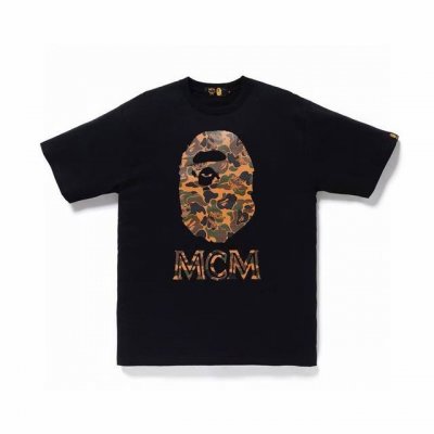 00139款A Bathing Ape X Mcm Camo Ape Head 联名系列 迷彩猿人短袖T恤 男女同款 码数Smlxlxxl 黑色白色