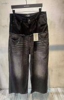 3052# 官网高版本品质.Balenciaga24Ss新款早秋装.纯棉特种格子面料拼接牛仔面料.水洗拼接牛仔长裤.百搭款.宽松版本.男女同款 码数：Xs.S.