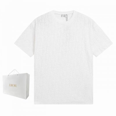 Dior 迪奥 Cd字母暗纹提花毛巾料Logo标识短袖T恤。原版面料，官方同款，定制240克同缸染面料，手感非常舒服，春夏最新砖柜同步，Os落肩版型，时尚又个性