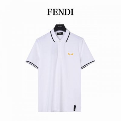 fendi 芬迪24S新款小怪兽眼睛刺绣翻领polo衫短袖 网红明星同款 眼镜采用经典标识立体刺绣 刺绣饱满 手感非常舒服 超级百搭好看的一款polo衫 三标齐