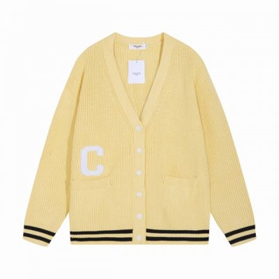 celine赛琳贴布Logo提花羊毛针织开衫毛衣 颜色 枣红色 黄色 码数 S M L Xl Xxl