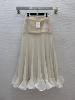 款号D25042642 Zimmerma*N兹默曼澳洲品牌 气质名媛风荷叶边拼接重工压褶高腰包臀大裙摆长款半身裙！杏色、黑色、酒红、1.2.3.4 Smlxl