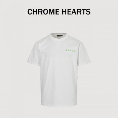 Chrome Hearts 克罗心 25Ss 梵文马蹄印花短袖 定织定染300G纯棉双纱紧密棉面料，设计风格依然融合摇滚朋克、街头嘻哈暗黑奢华风格，胸口及后背