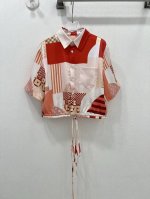 fend*25夏季新款满幅波浪线印花暗纹翻领下摆抽绳绑带设计 经典L双F Logo 暗藏其中 翻领前排扣 整体计拉长人体比例 休闲丝滑舒适 百搭单品 ！立体宽松