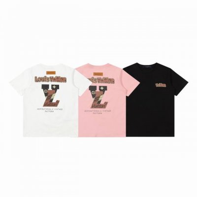Louis Vuitton Lv 路易威登 25Ss 秀场限定植绒发泡印花三色情侣圆领短袖 T恤-顶级版本 Color：白色 黑色 粉色 Size：S M L