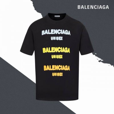 款号Sl121 balenclaga巴黎世家横条字母印花圆领短袖 印花 官网买的样衣回来打的板 原色原版1:1 市场发这么低不发这个价格p没办法 情侣同款 全套