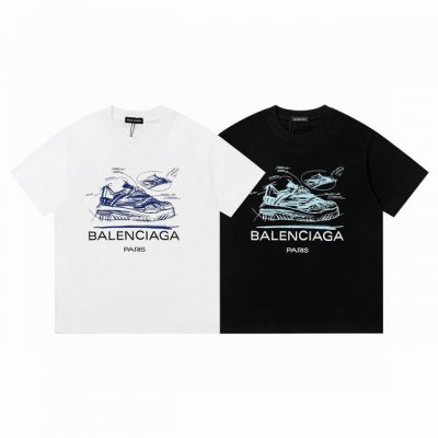 Balenciaga 巴黎世家 老爹鞋字母 印花短袖T恤 - 购入原版开模打造 全套定制辅料 细节决定成败 - 面料 采用230克双纱精梳棉面料+240克配套螺