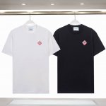 838# 260克 Casablanca 卡萨布兰卡 25春夏新款 刺绣Logo标识短袖T恤，采用260克32支紧密双纱全棉面料，面料柔软。 颜色: 黑色 白色