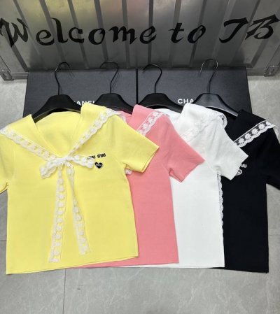新品上线 款号:27376# #Niu蕾丝海军短袖实拍图