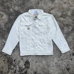 110款号405 Carhartt卡哈特 高品质绣标纯色设计款水洗做旧复古牛仔外套情侣款 Color: 蓝色 Size: M-Xxl M 肩宽50 胸围110