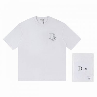 w3655# 迪奥Dior*2025最新款短袖 材质:采用高版本300G双纱精梳棉 尺寸:S M L Xl 颜色:黑色 白色