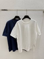 Lv家 早春新款 圆领针织短袖 颜色：白色 蓝色 尺码：36.38.40