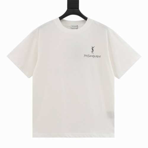 sl103# 顶级重磅320克 25Ss圣罗兰 Saint Laurent Paris Ysl经典印花Logo字母发泡印花短袖T恤 立体质感满满 重磅双纱320