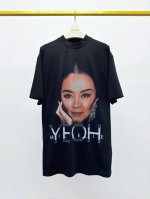 bl-Z, ,B*Lenciaga 25Ss春夏新品 圆领短袖体恤衫 100%棉质平纹面料 胸前头像印花 整体不规则洗破工艺 左袖Logo刺绣 休闲宽松版型 男