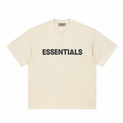杏色 顶级版本Fear Of God Fog Essentials 复线黑标硅胶男女情侣明星同款宽松纯棉透气短袖T恤 fog宽松的版型设定 喜欢宽松的 正常选择