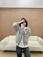 【Qx.8357】P250 2710新款 Acne 复古1996字母刺绣撞色简约宽松夹克立领风衣防晒外套。浅灰色 超级大爆款闭眼入！