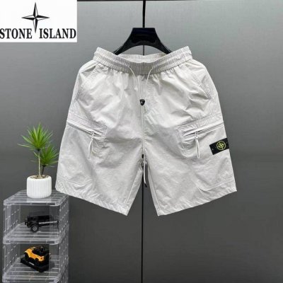 石头岛Stone Island夏季新款，男女同款松紧腰户外百搭休闲潮流薄款速干短裤，男士简约工装潮牌百搭透气五分裤直筒裤！ 颜色:军绿色，橘黄色，灰白色，黑色，