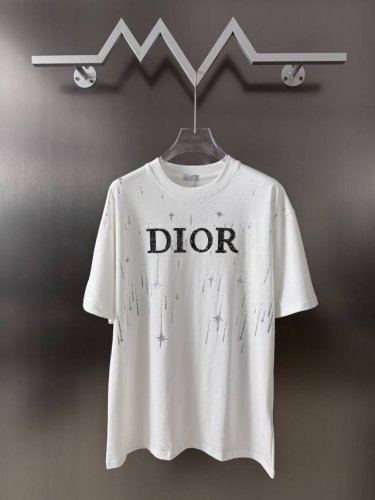 Dior 迪奥 采用270G高克重双纱棉 进口机器重工亮片刺绣满天星印花 宽松版型，男女同款，爆款 颜色 ：黑色 白色 Size：S M L Xl Xxl