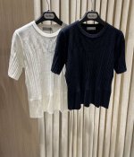 新品#Erdos*25春夏 圆领花束翻花图案短袖针织衫 代工厂P原单渠道 Size：S-M-L Code：25033020-21
