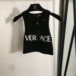 款号20251604 Versac*新款 Logo字母印花短款纯棉背心，白色，红色，黑色，S-Xl， S码；胸围70，长36