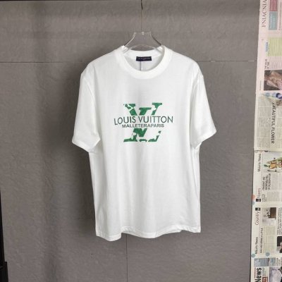 C07 lv 路易25Ss 300克重早春新款胶膜发泡字母Logo印花短袖轻奢主义 男女日常通勤穿搭必备单品正确版本欢迎对比详细特征 100%纯棉双纱汗布面料