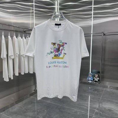 Lv 2025春夏新款短袖T恤 个性印花 男女同款宽松版 S M L Xl Xxl 五个码 黑色 白色 酒红色