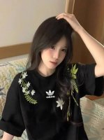 阿迪达斯Adidas 三叶草新中式花环刺绣工艺短袖T恤男女夏季宽松重磅情侣半袖！ ~面料采用260克纯棉 内里刺绣带复合布 复合布不是做工问题介意勿拍 设计内里